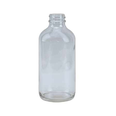 8 oz. Clear Boston Boston Round Glass Bottle 28-400 Neck Finish