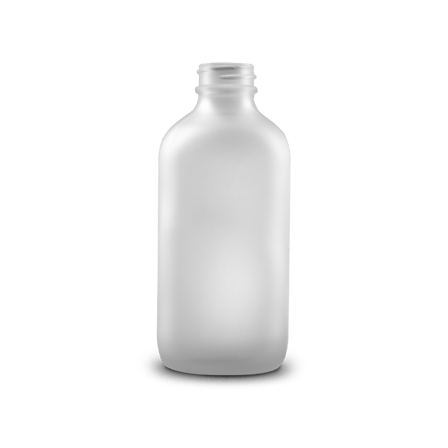 8 oz Clear Frosted Glass Boston Round Bottle 28-400 Neck Finish