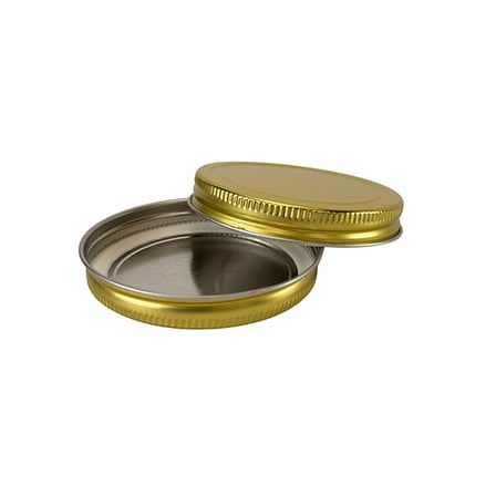 8 oz. Clear Glass 70-400 Straight Sided Round Jar with Gold Metal Lid