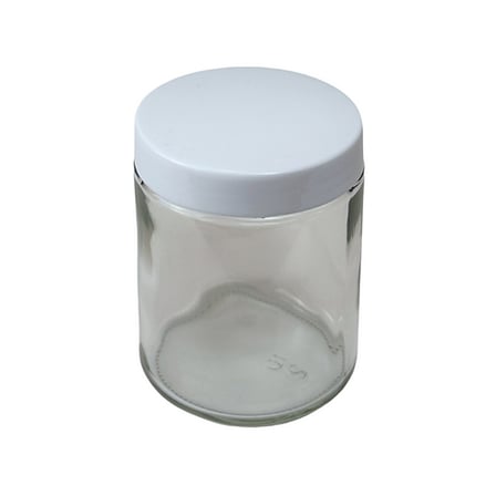 8 oz. Clear Glass 70-400 Straight Sided Round Jar with PP White Lid