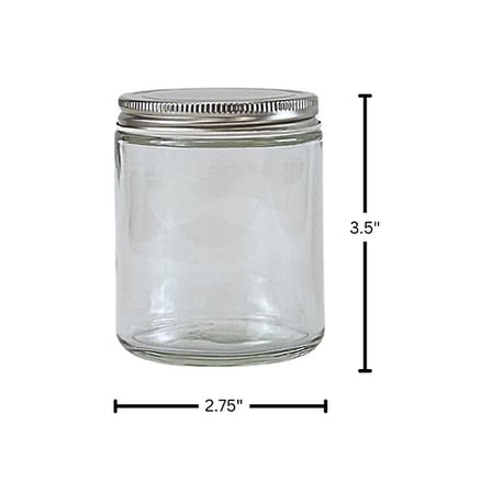 8 oz. Clear Glass 70-400 Straight Sided Round Jar with Silver Metal Lid