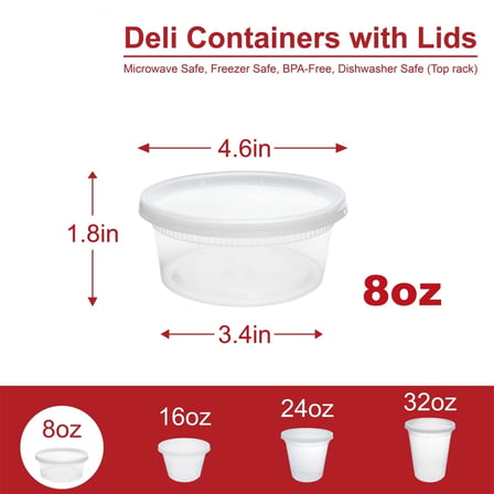 8 oz Clear Round PP Plastic Deli Container with Lid for Meal Prep & Food Storage - (240/Case) - Thumbnail 3