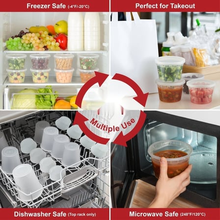 8 oz Clear Round PP Plastic Deli Container with Lid for Meal Prep & Food Storage - (240/Case) - Thumbnail 4