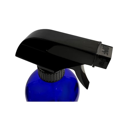 8 oz. Cobalt Blue Boston Round Glass Bottle with Black Trigger Sprayer