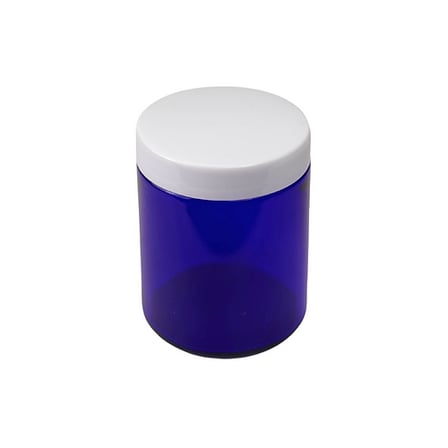 8 oz. Cobalt Blue Glass 70-400 Straight Sided Round Jar with PP White Lid