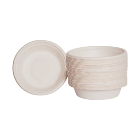 8 oz Heavy duty round compostable bagasse bowls, white.jpg
