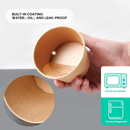 8 oz. Kraft Poly-Coated Paper Food Cup with Paper Lid - 250/Case