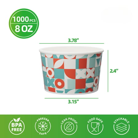 8 oz. Retro-inspired print paper frozen yogurt / food cup shown with dimensions.jpg