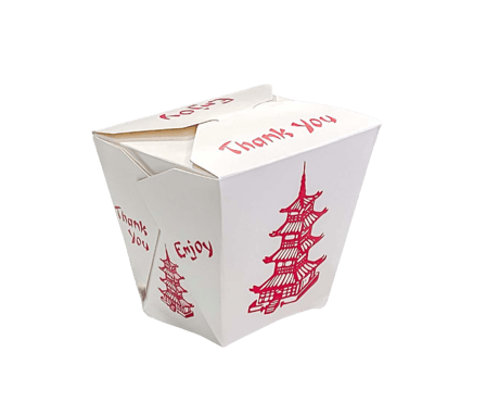 8 oz. Pagoda Print White Chinese Microwavable Paper Take Out Containers - (500/Case)