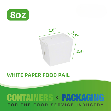 8 oz. White Chinese Microwavable Paper Take Out Containers - (500/Case)