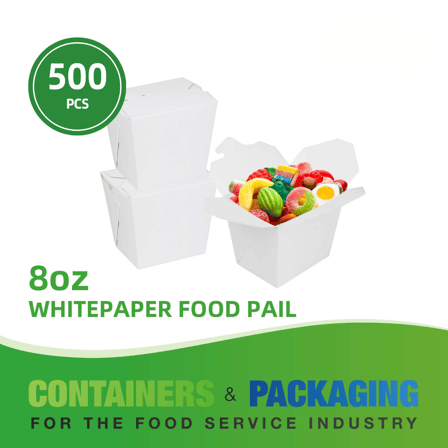 8 oz. White Chinese Microwavable Paper Take Out Containers - (500/Case)