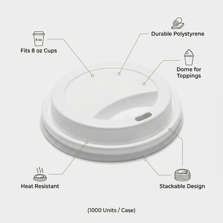 8 oz White Paper Hot Cup Dome Lid - (1000/Case) product image