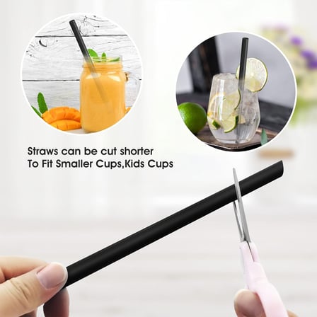 8" Plastic Black Film Wrapped Boba Straws - (2400/Case)