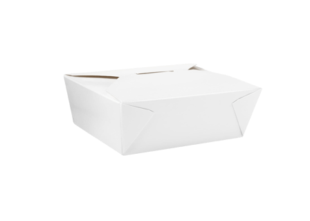 #8 White Microwavable Folded Paper Take-Out Containers 6.75" x 5.5" x 2.5" - (300/Case)