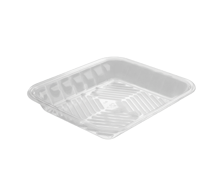 8'' x 10 1/2'' x 1 3/8'' Clear PET plastic meat tray.png