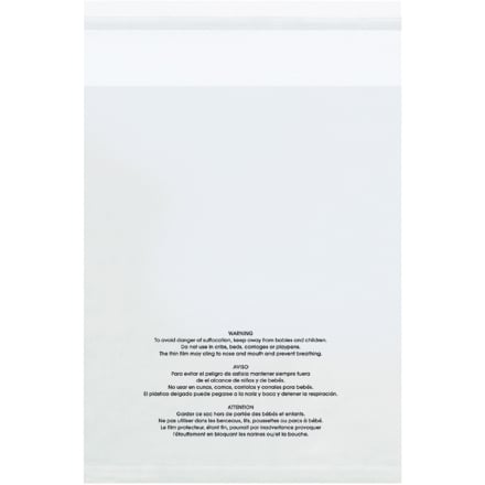 8 x 10" - 1.5 Mil (100 Pack) Resealable Suffocation Warning Poly Bags