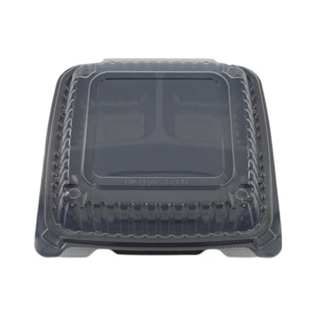 3-Compartment 8 x 8 black base and clear lid hinged container.jpg