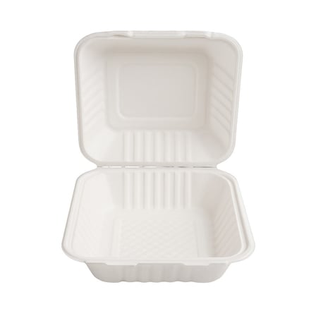 8 x 8 Microwavable White 1-Compartment MFPP Plastic Hinged Take-out Container.jpg