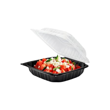 8 x 8 Microwaveable 1-Compartment Black Base with Clear Hinged Lid Plastic Take-out Container.jpg