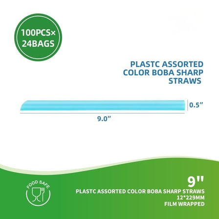 9 Inches Blue Color Sharp Boba Straw Wrapped.jpg
