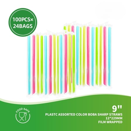 Case of 9 Inches Assorted Color Sharp Boba Straws, Wrapped  - (2400Case).jpg