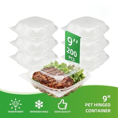 Case of 9 x 9 Inches Clear PET Plastic Hinged Take-Out Container.jpg
