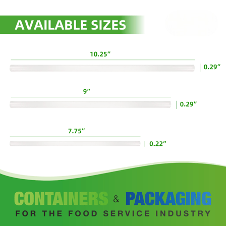 9" Giant Paper Wrapped Clear Plastic Straws - (7200/Case)