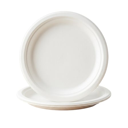 9-inch Heavy duty Compostable bagasse round plates, white.jpg