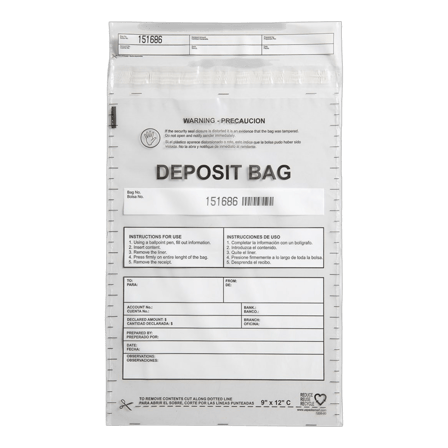 9" x 12" Clear plastic bank deposit bag