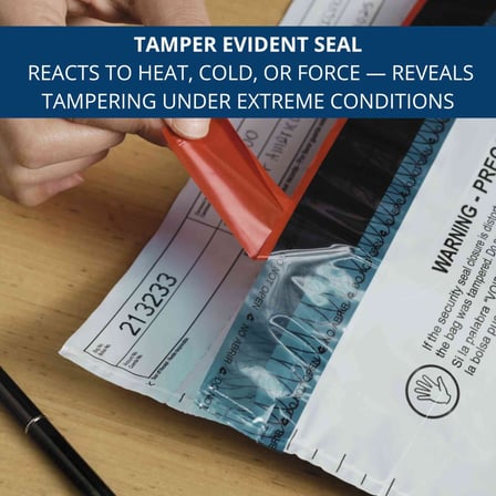Tamper-evident seal showing tampering