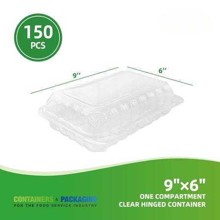 9'' x 6'' Clear PP plastic clamshell container shown with dimensions.jpg