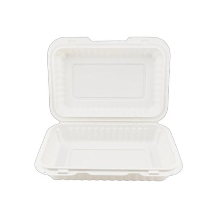 9 x 6 White Microwavable PP Plastic Hinged Container, 1-Compartment.jpg