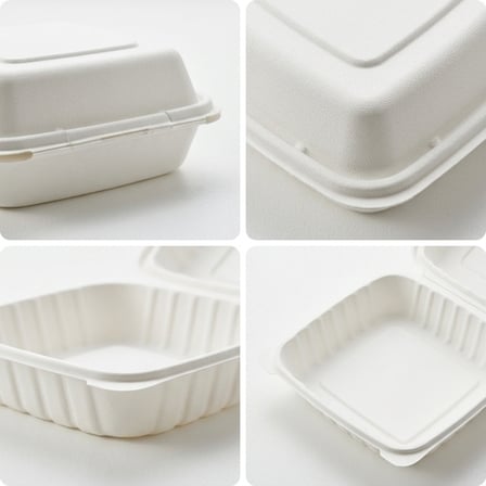 9" x 9" 1-Compartment Microwaveable White Mineral-Filled Plastic Hinged Take-Out Container - (150/Case) product image
