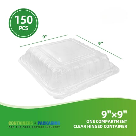 9'' x 9'' Clear PP plastic clamshell container with three compartments shown with dimensions.jpg
