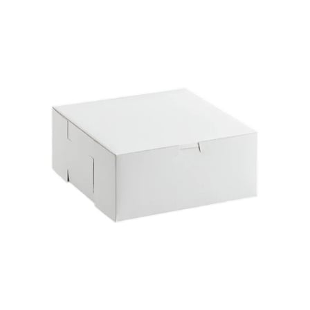 9 x 9 x 4 White Cake & Bakery Box, 1-Piece, Lock Corner.jpg