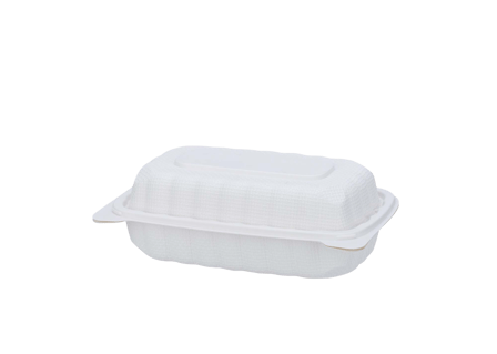 9" x 6" x 3" 1-Compartment Microwaveable White Mineral-Filled Plastic Hinged Take-Out Containers - (120/Case)