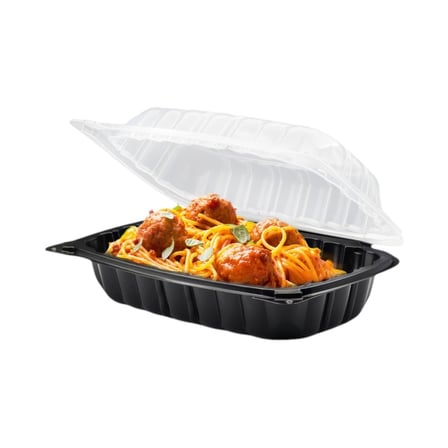 9 x 6 Microwaveable 1-Compartment Black Base with Clear Hinged Lid Plastic Take-out Container.jpg