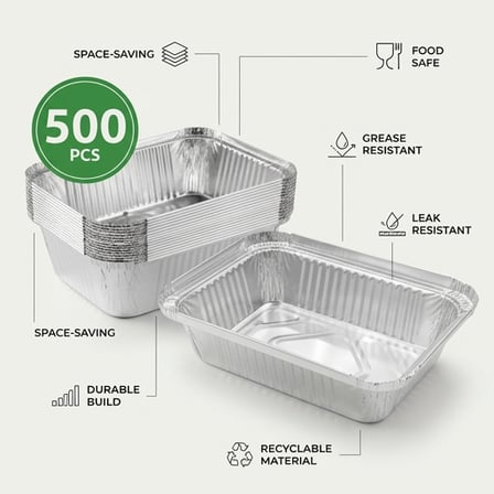 500 pack 1.5 lb. disposable aluminum foil food containers – leak resistant, grease proof and recyclable trays.png