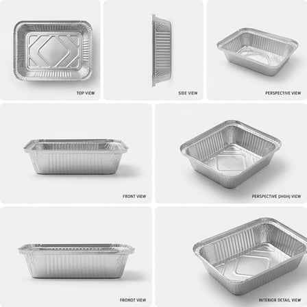 Multi view of 1.5lb. aluminum foil food container with lid – disposable leak resistant takeaway tray set.png