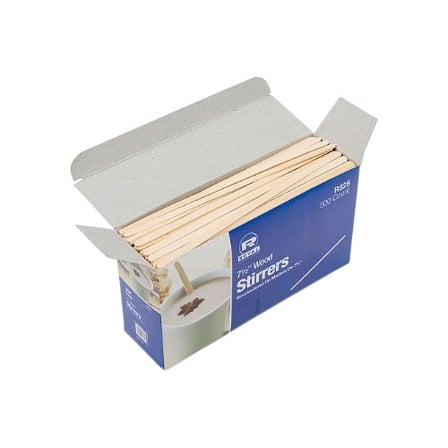 Open Box of AmerCareRoyal 7.5 Inches Wood Coffee Stirrers, Unwrapped.jpg