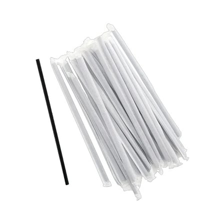 AmerCareRoyal 7 Inches Black Polypropylene Plastic Jumbo Straw, Paper Wrapped.jpg