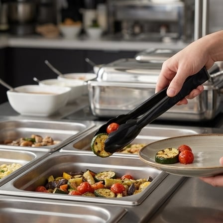 9" Heavy-Duty Black Disposable Polypropylene Tongs - (24/Case) product image