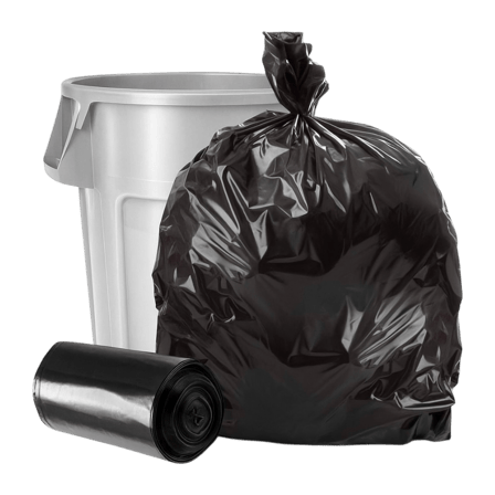 Black Heavy Duty 40-45 Gallon Trash Can Liner - 1.5 Mil Garbage Bag 40 x 46