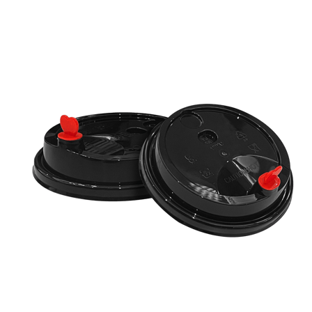 Black 16 oz. / 24 oz. PP Injection Cold Cup Lids with Heart Stopper - (1000/Case)