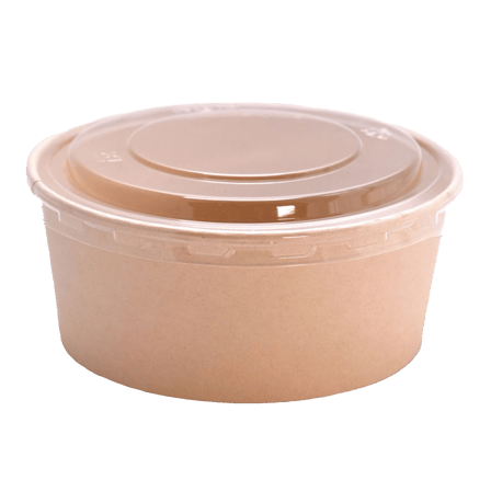 32 oz PE lined Microwavable Kraft Paper Bowl with PP Lid