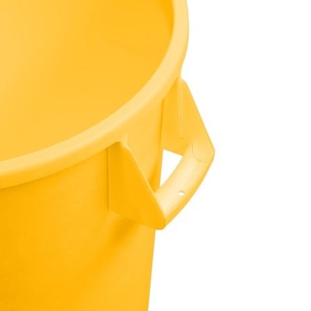 Closeup of 32 gallon yellow round trash can handle.jpg