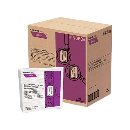 Case & pack of Cascades PRO Select 16 by 15 Inches 1-Ply White Dinner Napkins..jpg