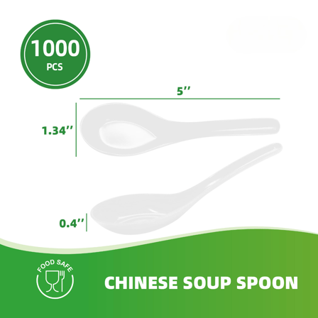 5" White Plastic Asian / Chinese Soup Spoons - (1000/Case)