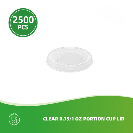 Clear Plastic Lids for 0.75 oz. & 1 oz. Portion Cups / Souffle Cups - (2500/Case)