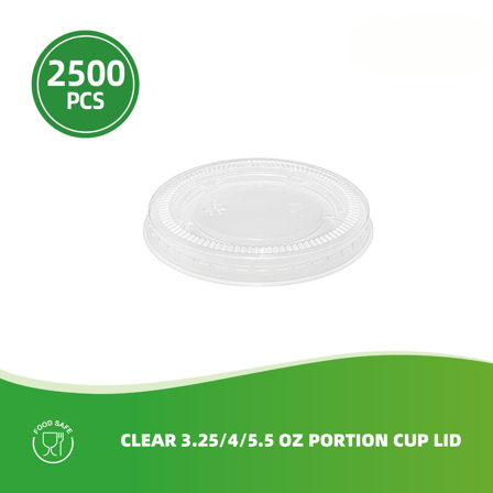 Clear Plastic Lids for 3.25 oz, 4 oz, 5.5 oz. Portion Cups / Souffle Cups - (2500/Case)